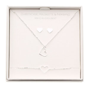 Geschenkset - Halskette-Armband-Ohrstecker - feinversilbert - Herz Art.Nr.: H605697