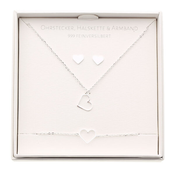 Geschenkset - Halskette-Armband-Ohrstecker - feinversilbert - Herz Art.Nr.: H605697