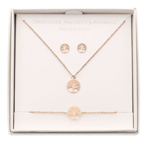 Geschenkset - Halskette-Armband-Ohrstecker - rosévergoldet - Baum des Lebens Art.Nr.: H605703