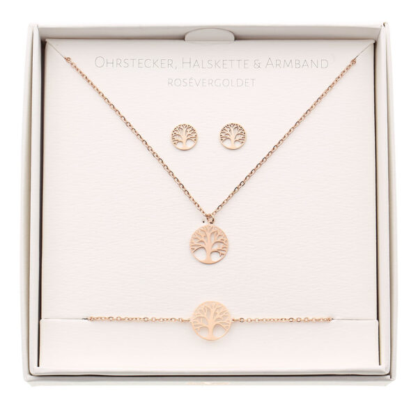 Geschenkset - Halskette-Armband-Ohrstecker - rosévergoldet - Baum des Lebens Art.Nr.: H605703