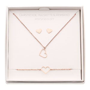 Geschenkset - Halskette-Armband-Ohrstecker - rosévergoldet - Herz Art.Nr.: H605706
