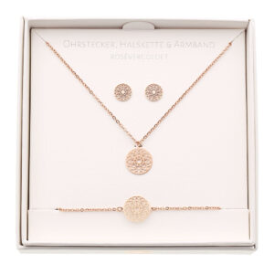 Geschenkset - Halskette-Armband-Ohrstecker - rosévergoldet - Mandala des Glücks Art.Nr.: H605709