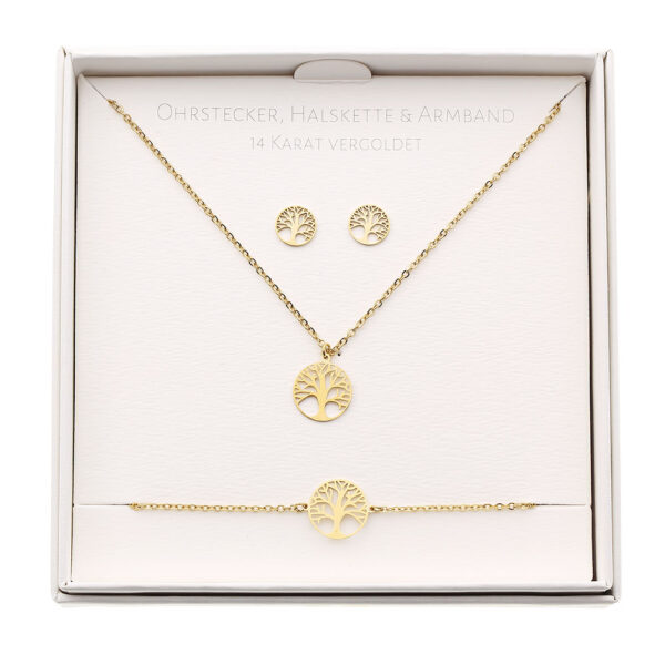 Geschenkset - Halskette-Armband-Ohrstecker - vergoldet - Baum des Lebens Art.Nr.: H605712