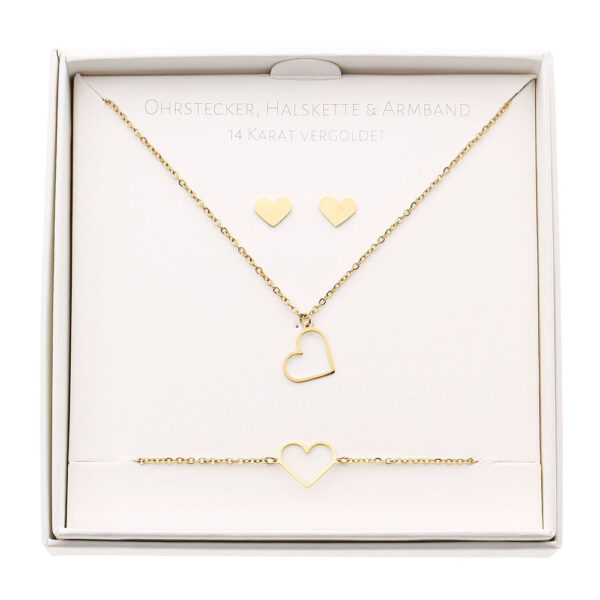 Geschenkset - Halskette-Armband-Ohrstecker - vergoldet - Herz Art.Nr.: H605715